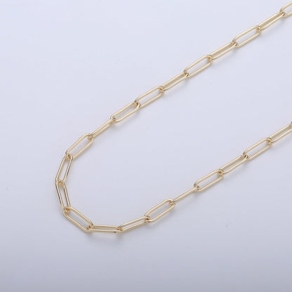 16K Gold Filled PAPER CLIP Chain for Necklace Bracelet Anklet Component Supply by Yard, Oval Link Chain | ROLL-299