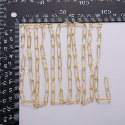 16K Gold Filled PAPER CLIP Chain for Necklace Bracelet Anklet Component Supply by Yard | ROLL-284