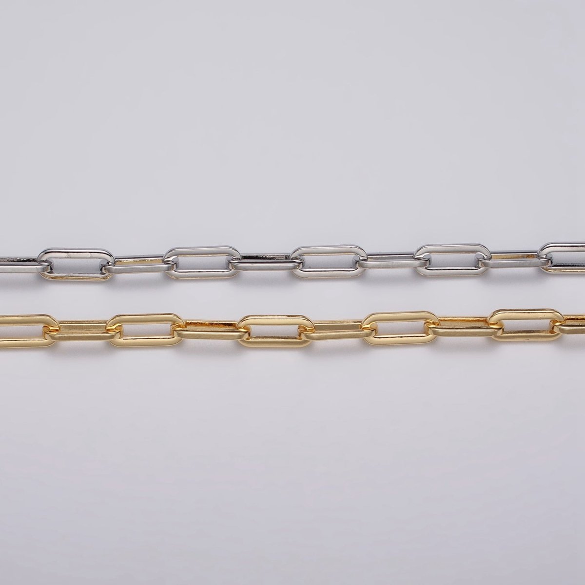 16k Gold Filled Paper Clip Unfinished 5.5mm  Chain Gold &amp; Silver | ROLL-1149 ROLL-1150 Clearance Pricing