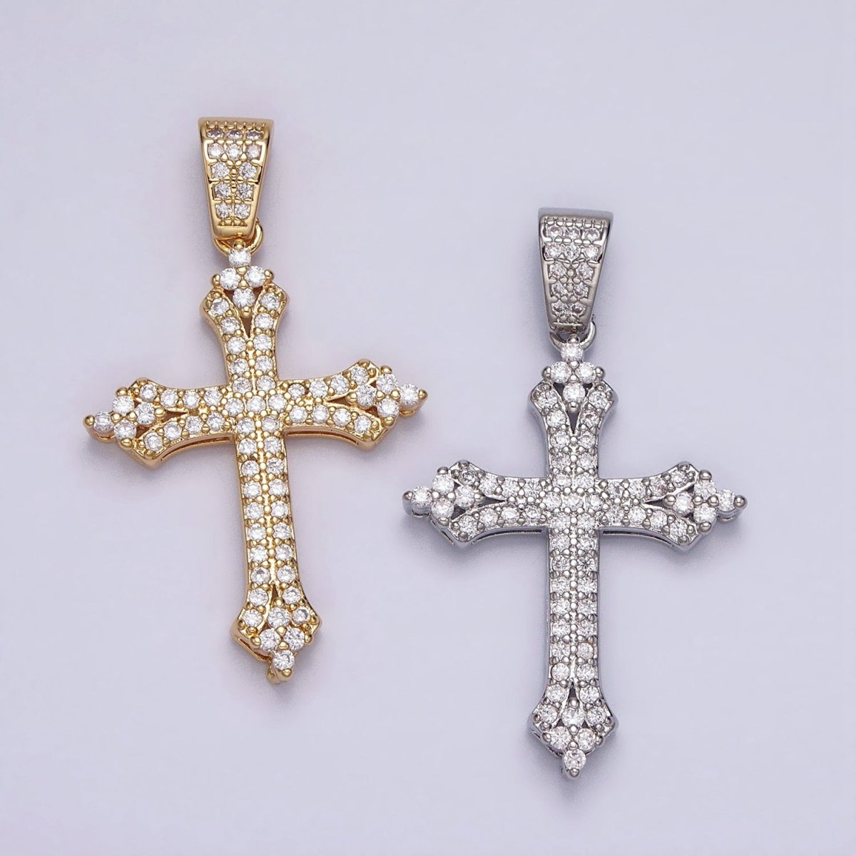 16K Gold Filled Passion Cross Religious Micro Paved CZ Pendant in Gold &amp; Silver | AA-375 AA-376