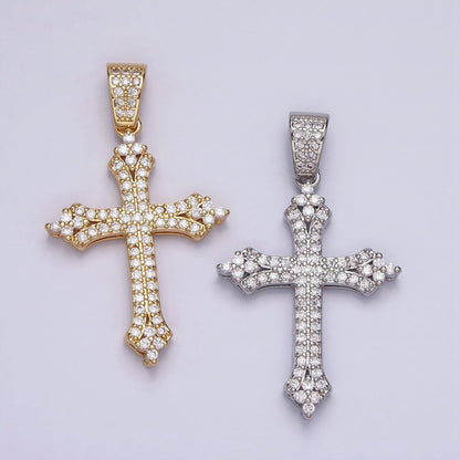 16K Gold Filled Passion Cross Religious Micro Paved CZ Pendant in Gold &amp; Silver | AA-375 AA-376