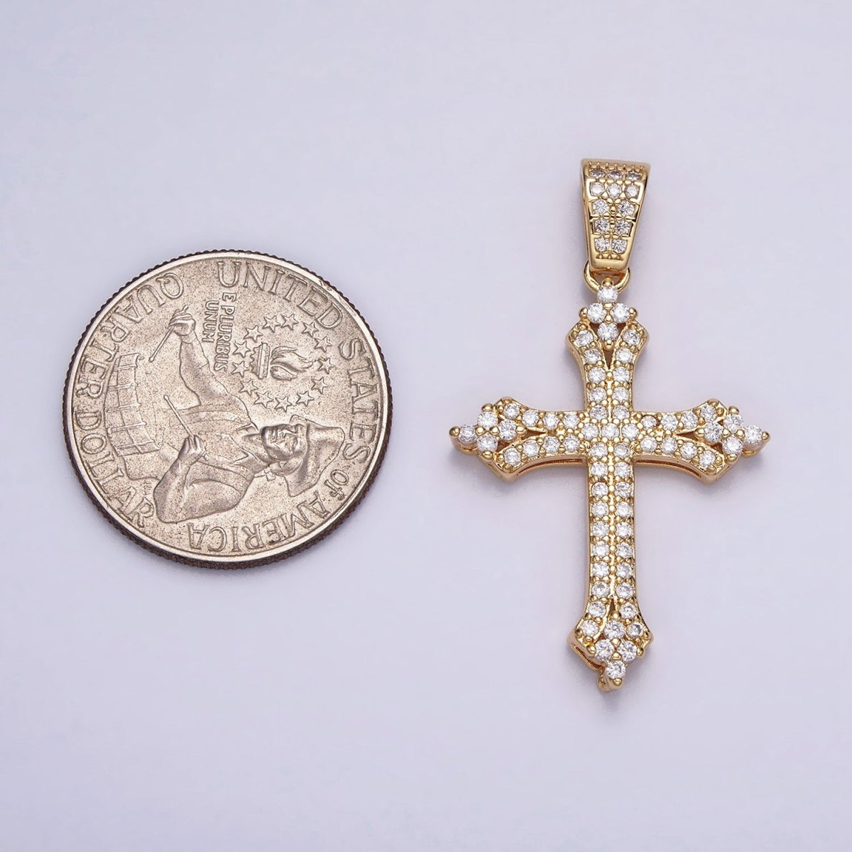 16K Gold Filled Passion Cross Religious Micro Paved CZ Pendant in Gold &amp; Silver | AA-375 AA-376