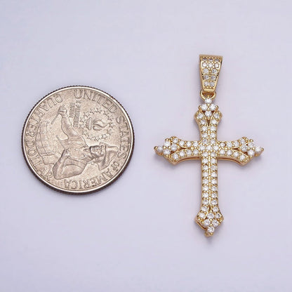 16K Gold Filled Passion Cross Religious Micro Paved CZ Pendant in Gold &amp; Silver | AA-375 AA-376
