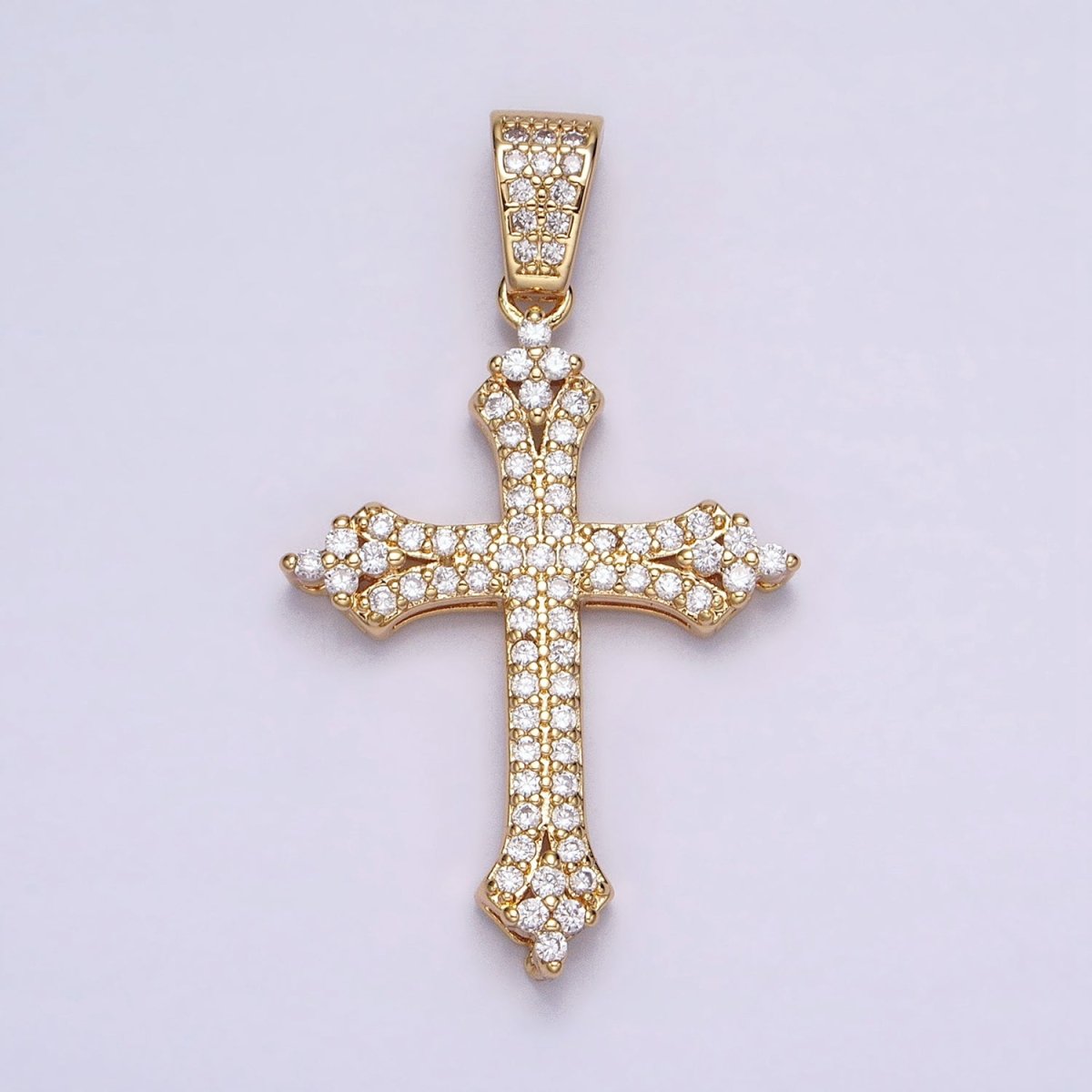 16K Gold Filled Passion Cross Religious Micro Paved CZ Pendant in Gold &amp; Silver | AA-375 AA-376