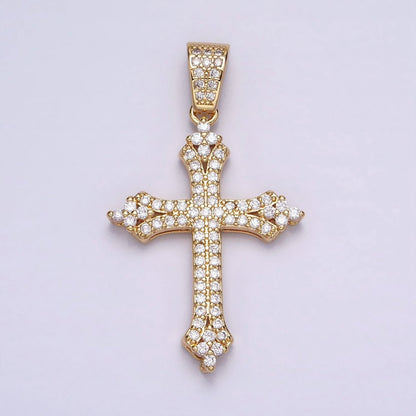 16K Gold Filled Passion Cross Religious Micro Paved CZ Pendant in Gold &amp; Silver | AA-375 AA-376
