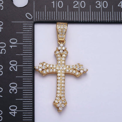 16K Gold Filled Passion Cross Religious Micro Paved CZ Pendant in Gold &amp; Silver | AA-375 AA-376
