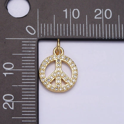 16K Gold Filled Peace Sign Symbol Micro Paved CZ Add-On Charm | AC-1325