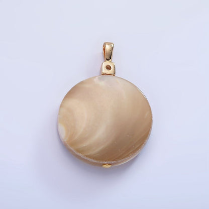 16K Gold Filled Peach White Shell Pearl Round CZ Pendant | P1576