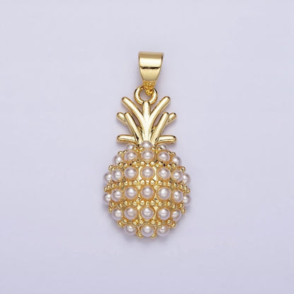 16K Gold Filled Pearl Lined Pineapple Fruit Pendant | AA440