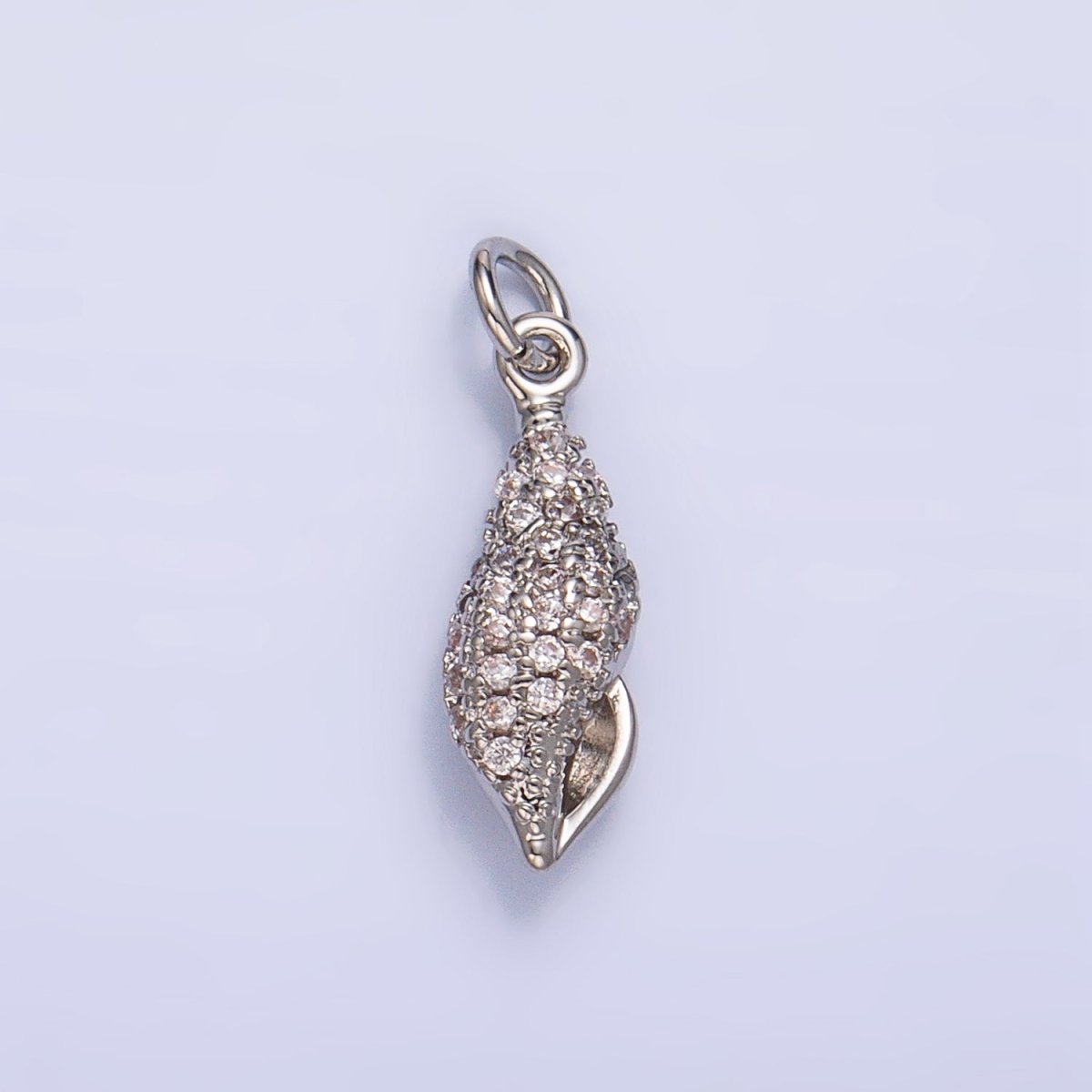 16K Gold Filled 16.5mm Pink CZ Micro Paved Sea Clam Shell Multidimensional Charm in Gold &amp; Silver | X887