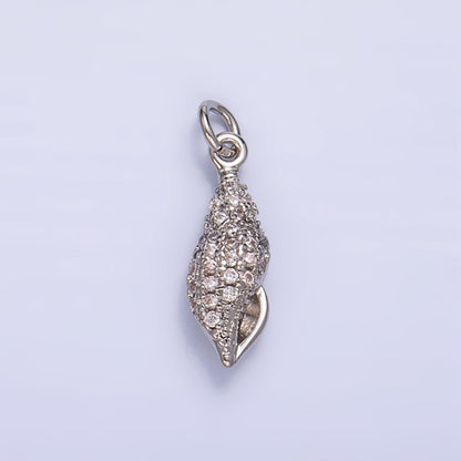 16K Gold Filled 16.5mm Pink CZ Micro Paved Sea Clam Shell Multidimensional Charm in Gold &amp; Silver | X887