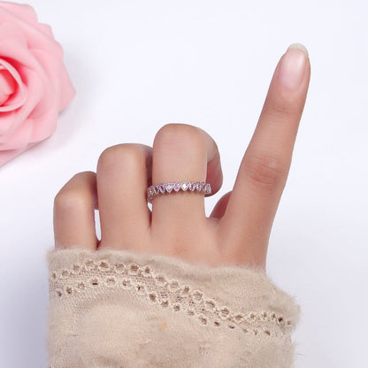 16K Gold Filled Pink CZ Teardrop Lined Open Adjustable Ring in Gold &amp; Silver | O-1603 O-1604