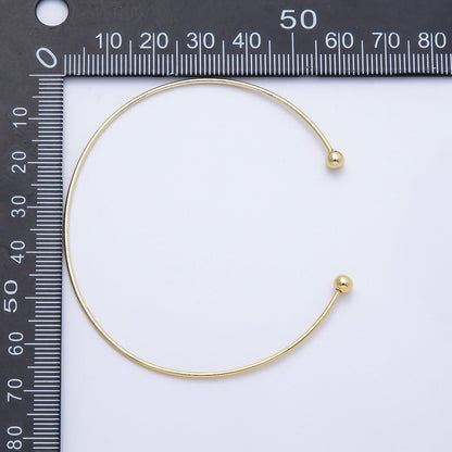 16K Gold Filled Minimalist Thin Torque Cuff Bracelet | WA-04452