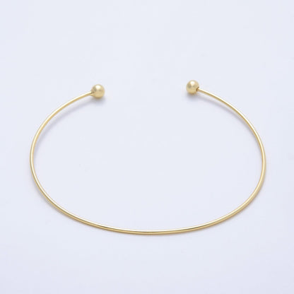 16K Gold Filled Minimalist Thin Torque Cuff Bracelet | WA-04452