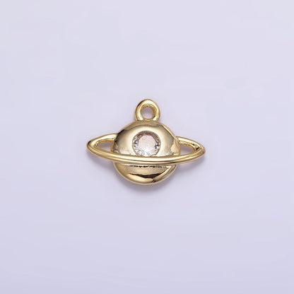 16K Gold Filled Planet Saturn Celestial Space Add-On Charm | N-961