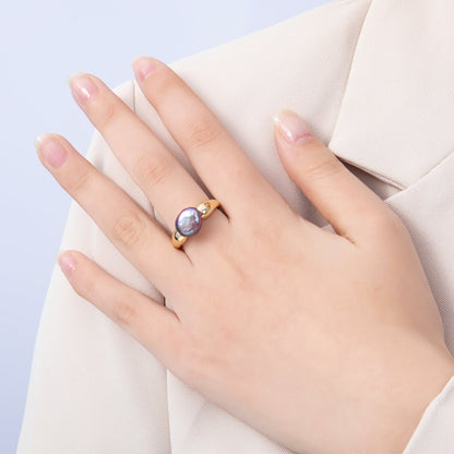 16K Gold Filled Purple Baroque Freshwater Pearl Ring | Rings-00051