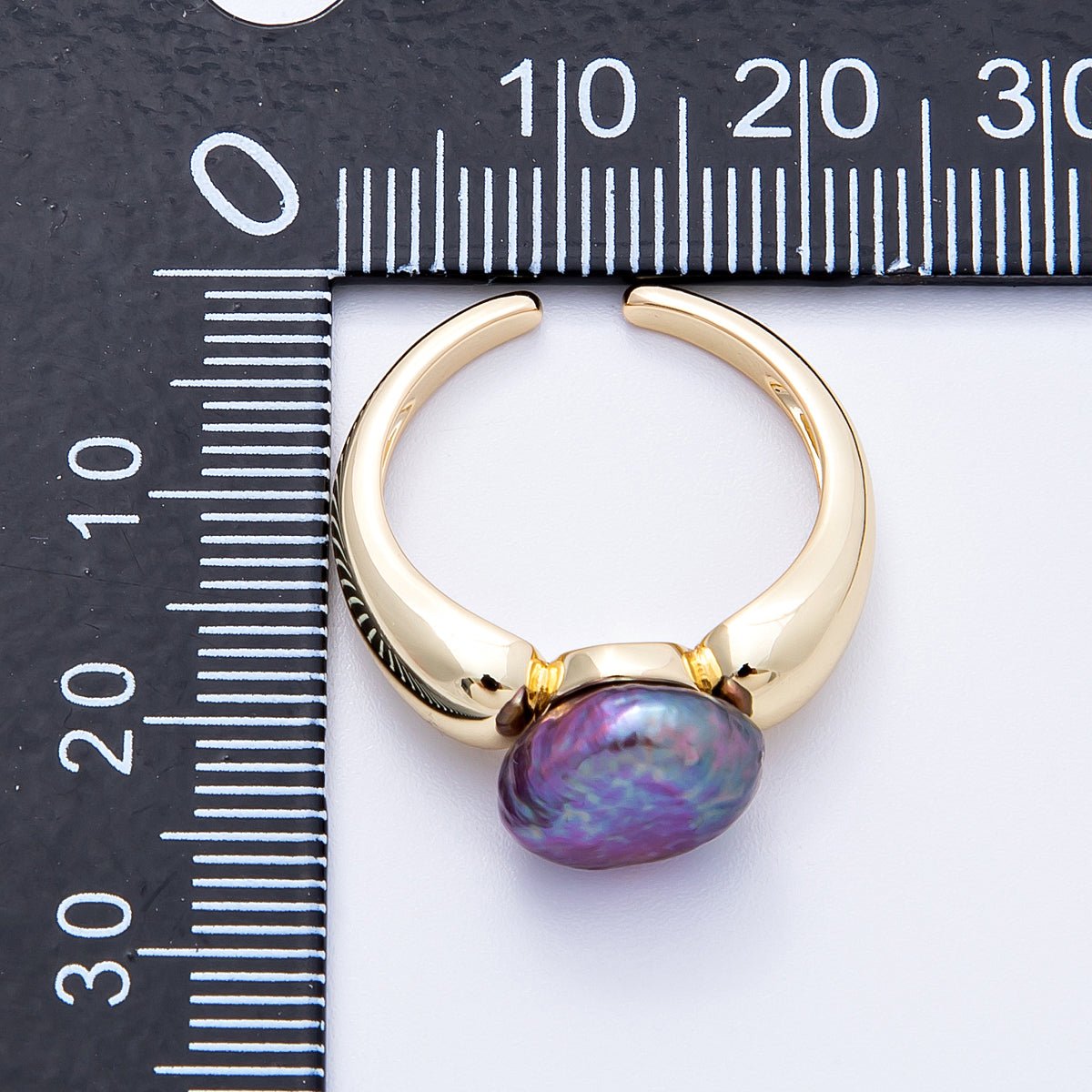 16K Gold Filled Purple Baroque Freshwater Pearl Ring | Rings-00051