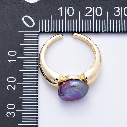 16K Gold Filled Purple Baroque Freshwater Pearl Ring | Rings-00051