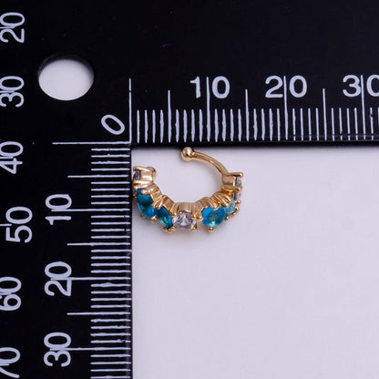 16K Gold Filled Red, Black, Green, Blue, Purple, Pink, Multicolor CZ Lined Ear Cuff Earrings | AI068 - AI074