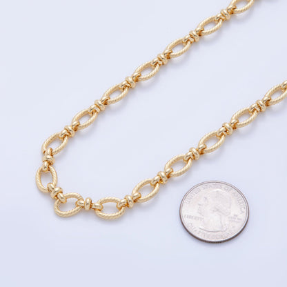 16K Gold Filled Ribbed Cable Figure Eight Link Unfinished Chain by Yard | Roll-1588