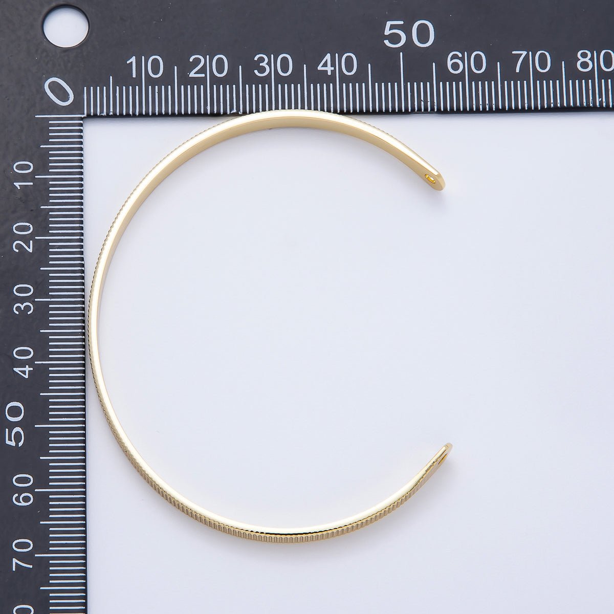 16K Gold Filled Ribbed Textured Minimalist Wide Half Cuff Bracelet Finding for Bangle Supply | WA-04447