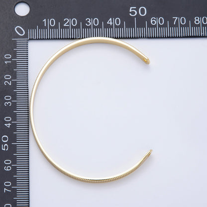 16K Gold Filled Ribbed Textured Minimalist Wide Half Cuff Bracelet Finding for Bangle Supply | WA-04447