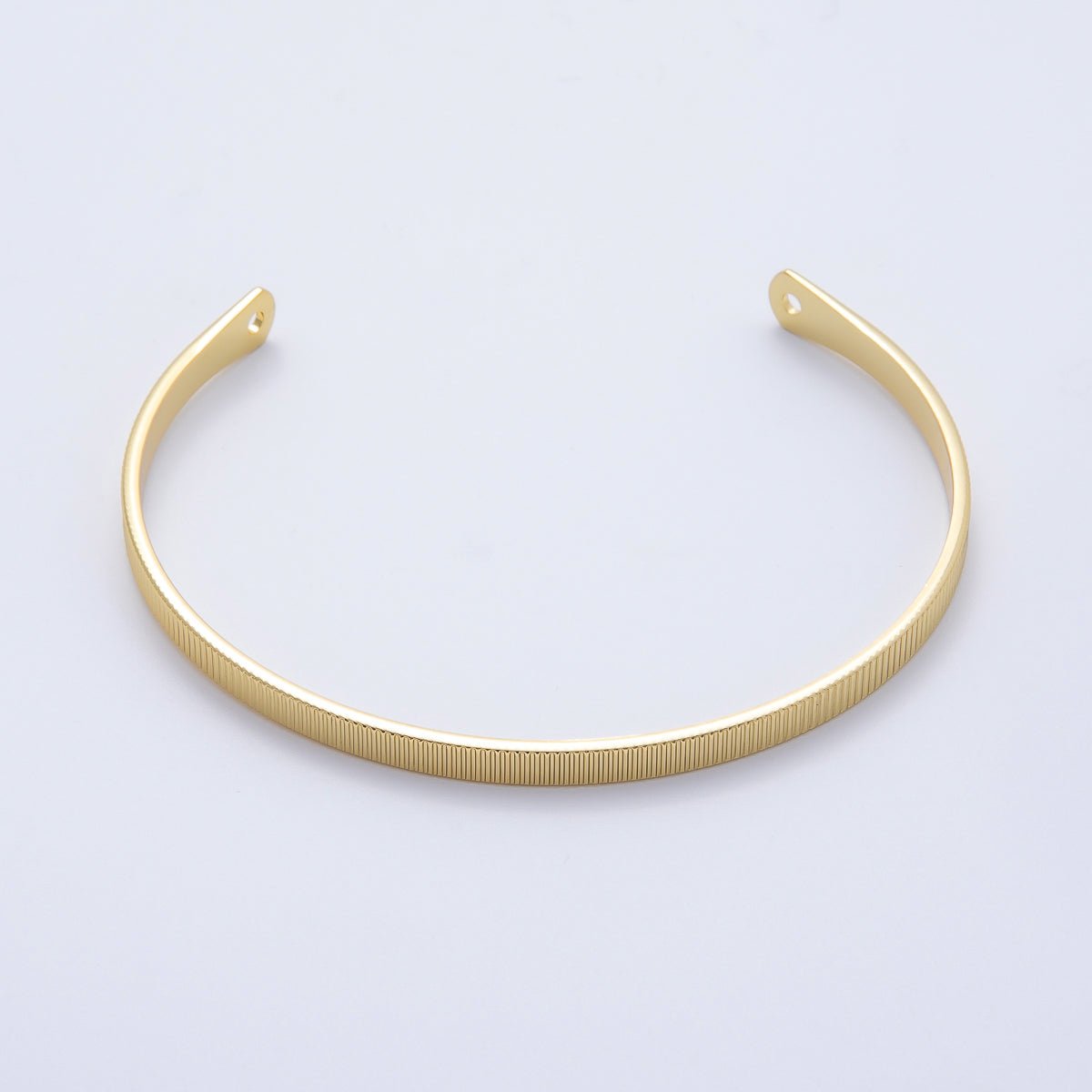16K Gold Filled Ribbed Textured Minimalist Wide Half Cuff Bracelet Finding for Bangle Supply | WA-04447