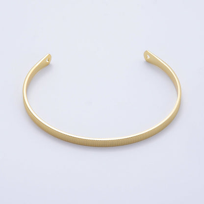 16K Gold Filled Ribbed Textured Minimalist Wide Half Cuff Bracelet Finding for Bangle Supply | WA-04447