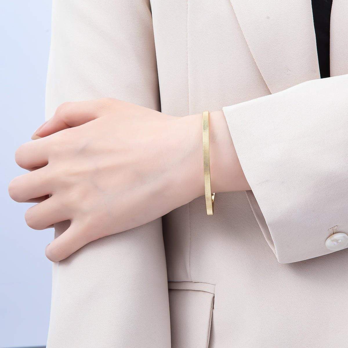 16K Gold Filled Ribbed Textured Minimalist Wide Half Cuff Bracelet Finding for Bangle Supply | WA-04447