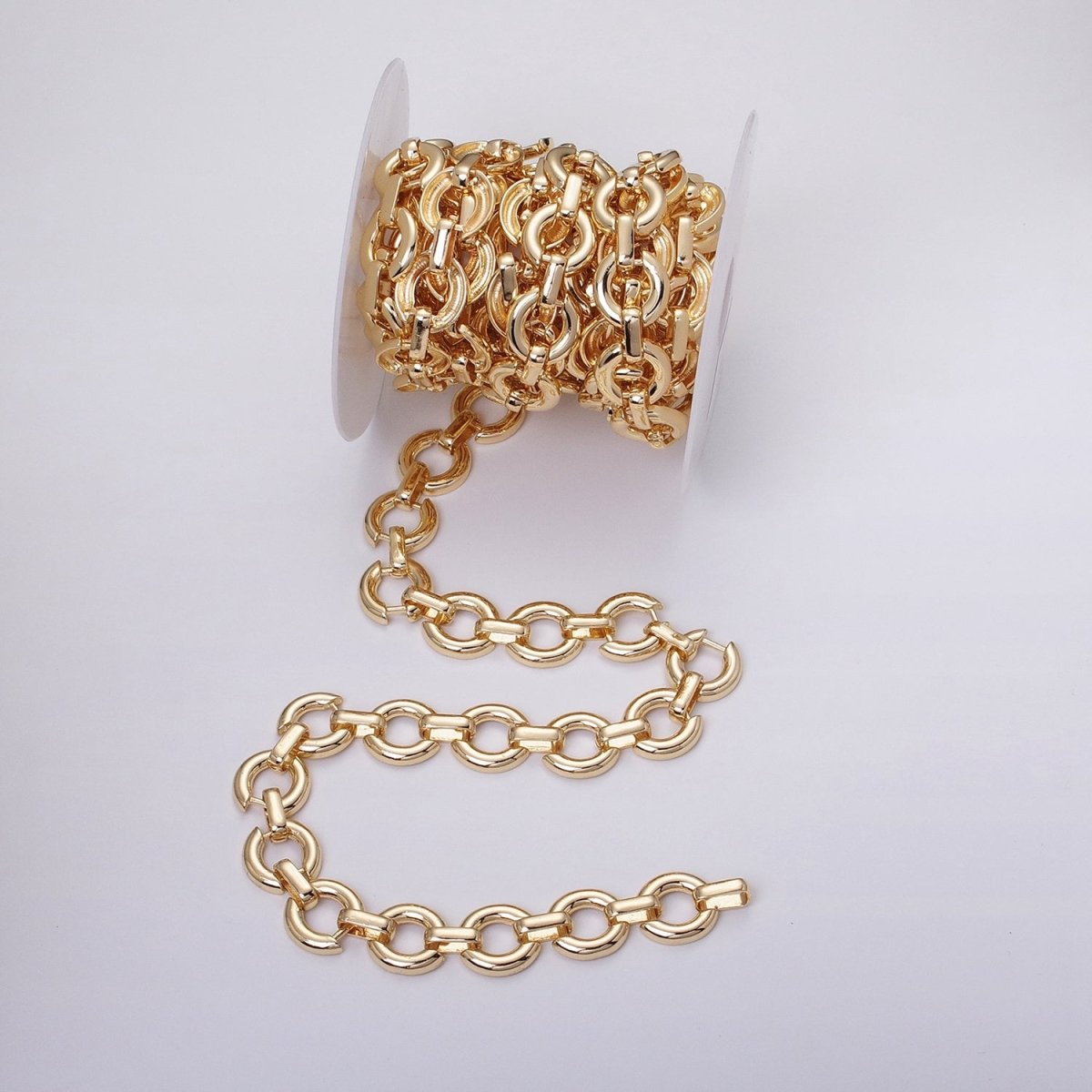 16K Gold Filled Round Cable Chain Chain, Silver Unique Chain by Yard for Jewelry Making Supply | ROLL-1317 ROLL-1318 Clearance Pricing