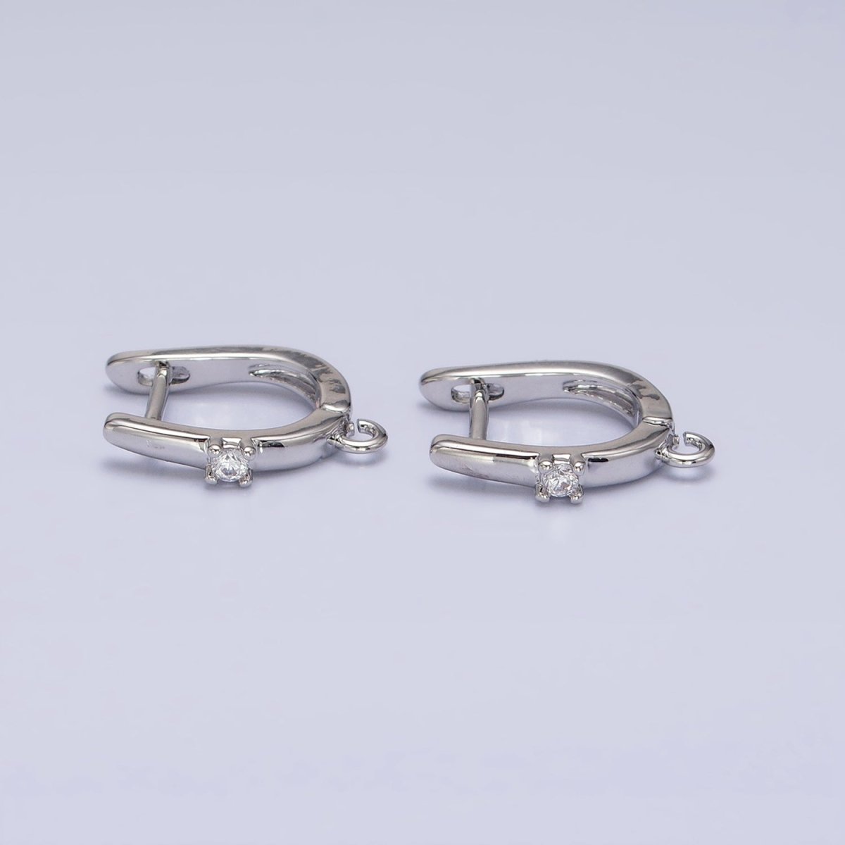 16K Gold Filled Round Clear CZ Open Loop 14.5mm English Lock Earrings in Gold &amp; Silver | Z-239 Z-240