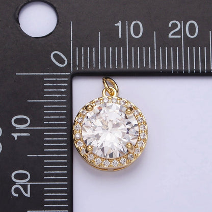 16K Gold Filled Round Clear Micro Paved CZ Add-On Charm in Gold &amp; Silver | AC391 AC392