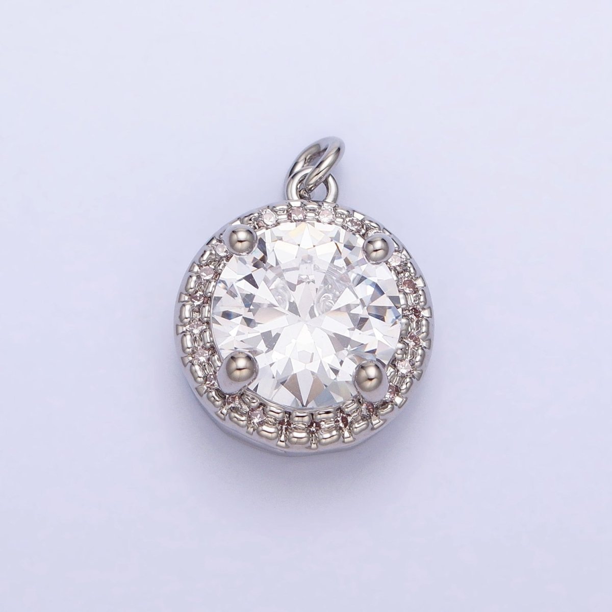 16K Gold Filled Round Clear Micro Paved CZ Add-On Charm in Gold &amp; Silver | AC391 AC392