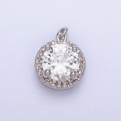 16K Gold Filled Round Clear Micro Paved CZ Add-On Charm in Gold &amp; Silver | AC391 AC392