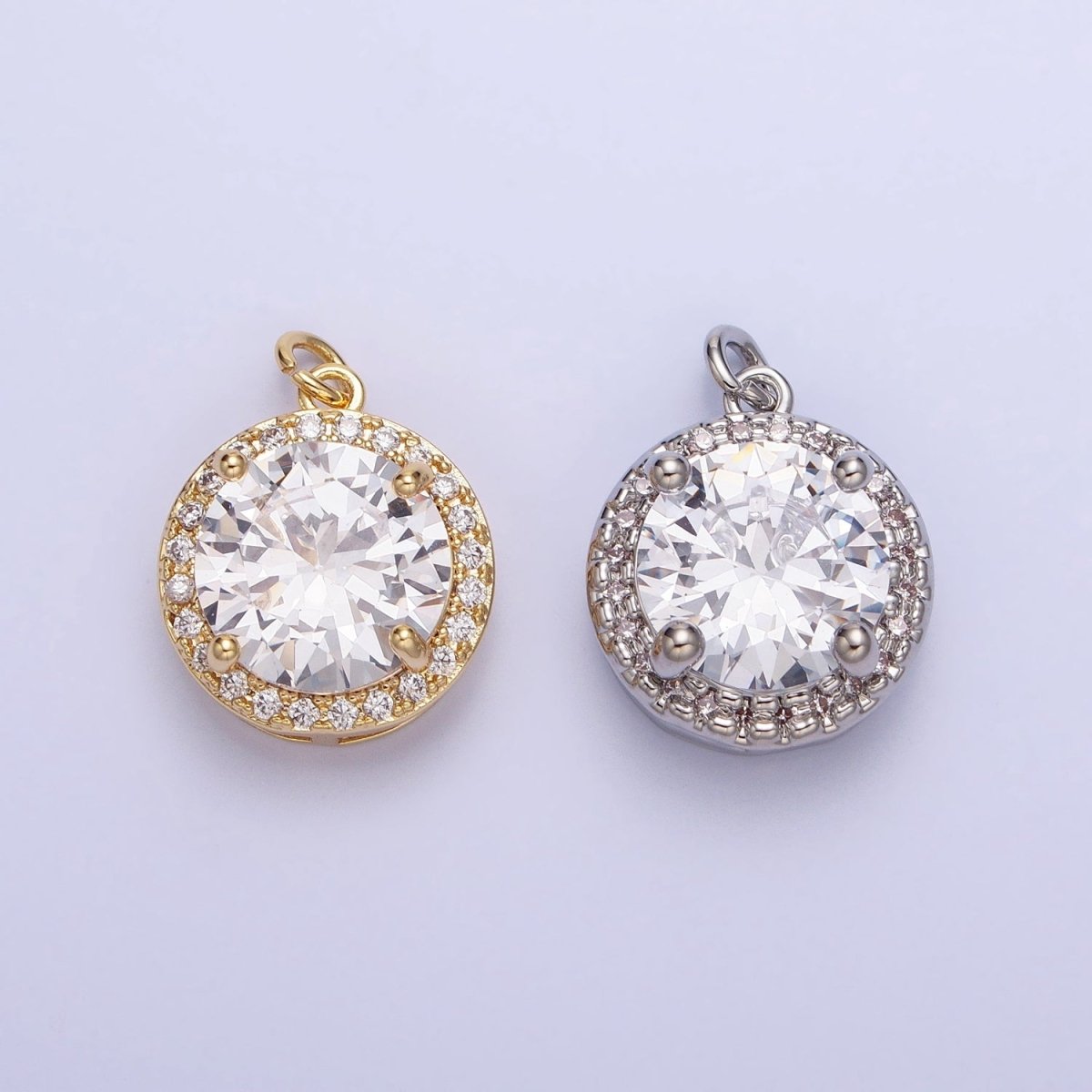 16K Gold Filled Round Clear Micro Paved CZ Add-On Charm in Gold &amp; Silver | AC391 AC392