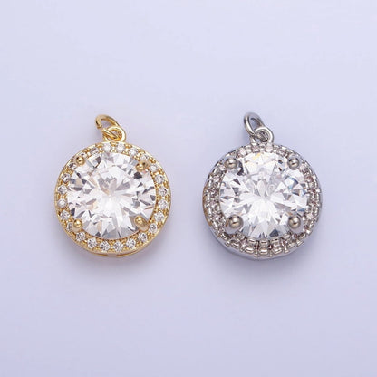 16K Gold Filled Round Clear Micro Paved CZ Add-On Charm in Gold &amp; Silver | AC391 AC392