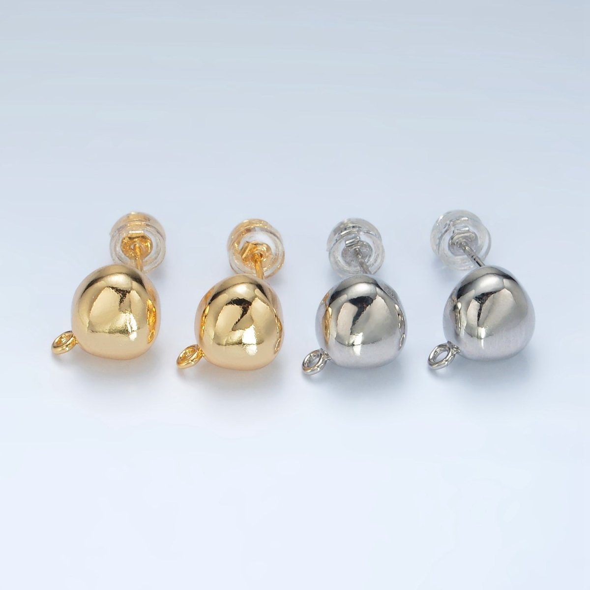 16K Gold Filled Round Dome Drop Stud Earrings Findings in Gold &amp; Silver | Z850 Z851