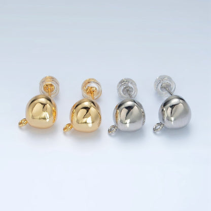 16K Gold Filled Round Dome Drop Stud Earrings Findings in Gold &amp; Silver | Z850 Z851