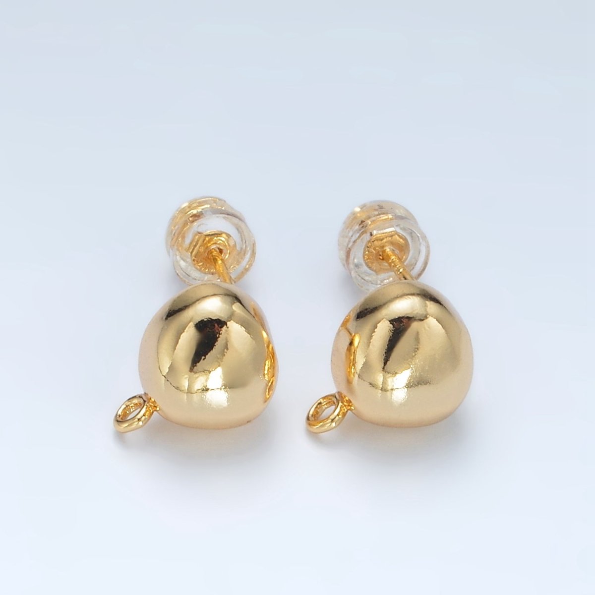 16K Gold Filled Round Dome Drop Stud Earrings Findings in Gold &amp; Silver | Z850 Z851