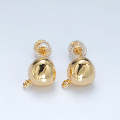 16K Gold Filled Round Dome Drop Stud Earrings Findings in Gold &amp; Silver | Z850 Z851