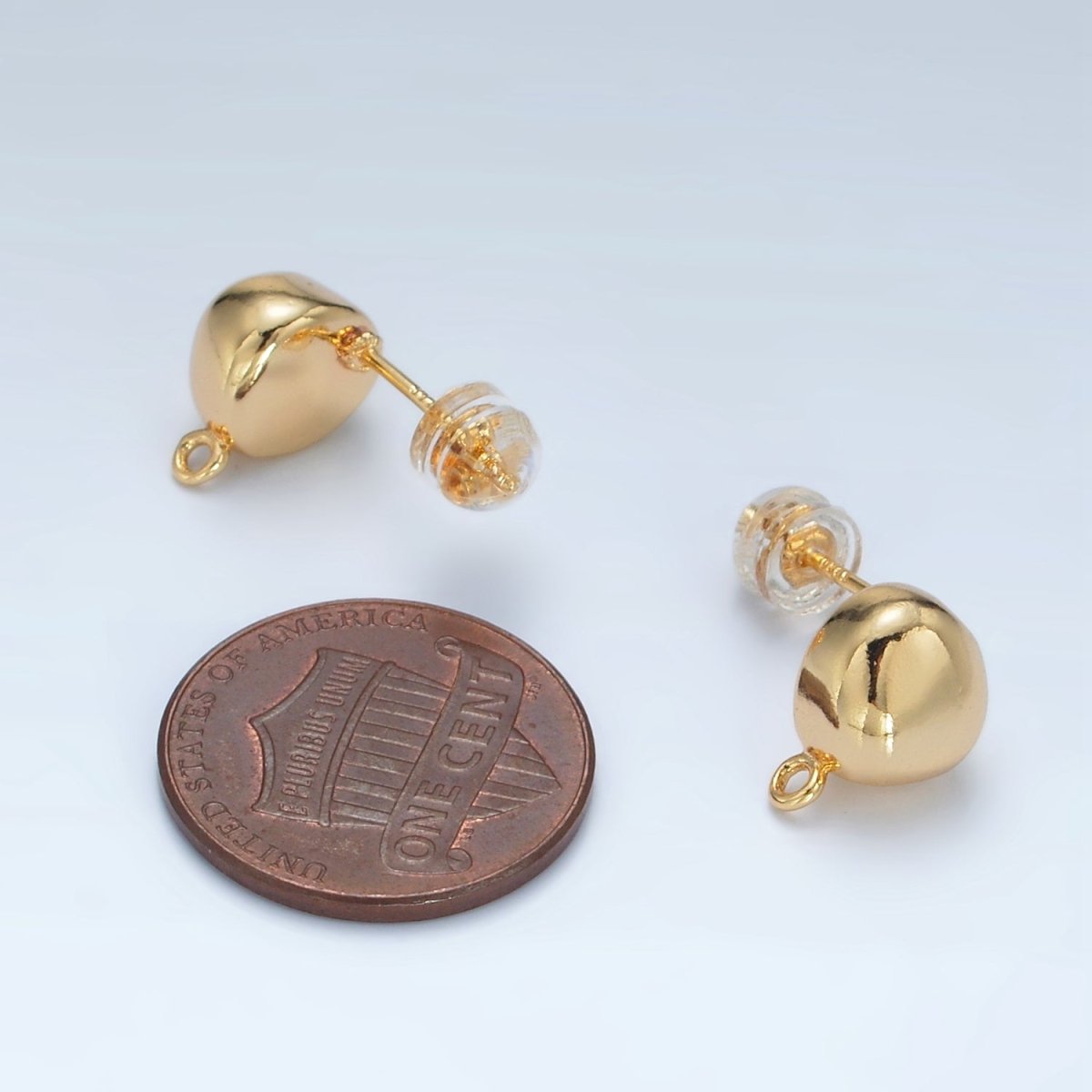 16K Gold Filled Round Dome Drop Stud Earrings Findings in Gold &amp; Silver | Z850 Z851