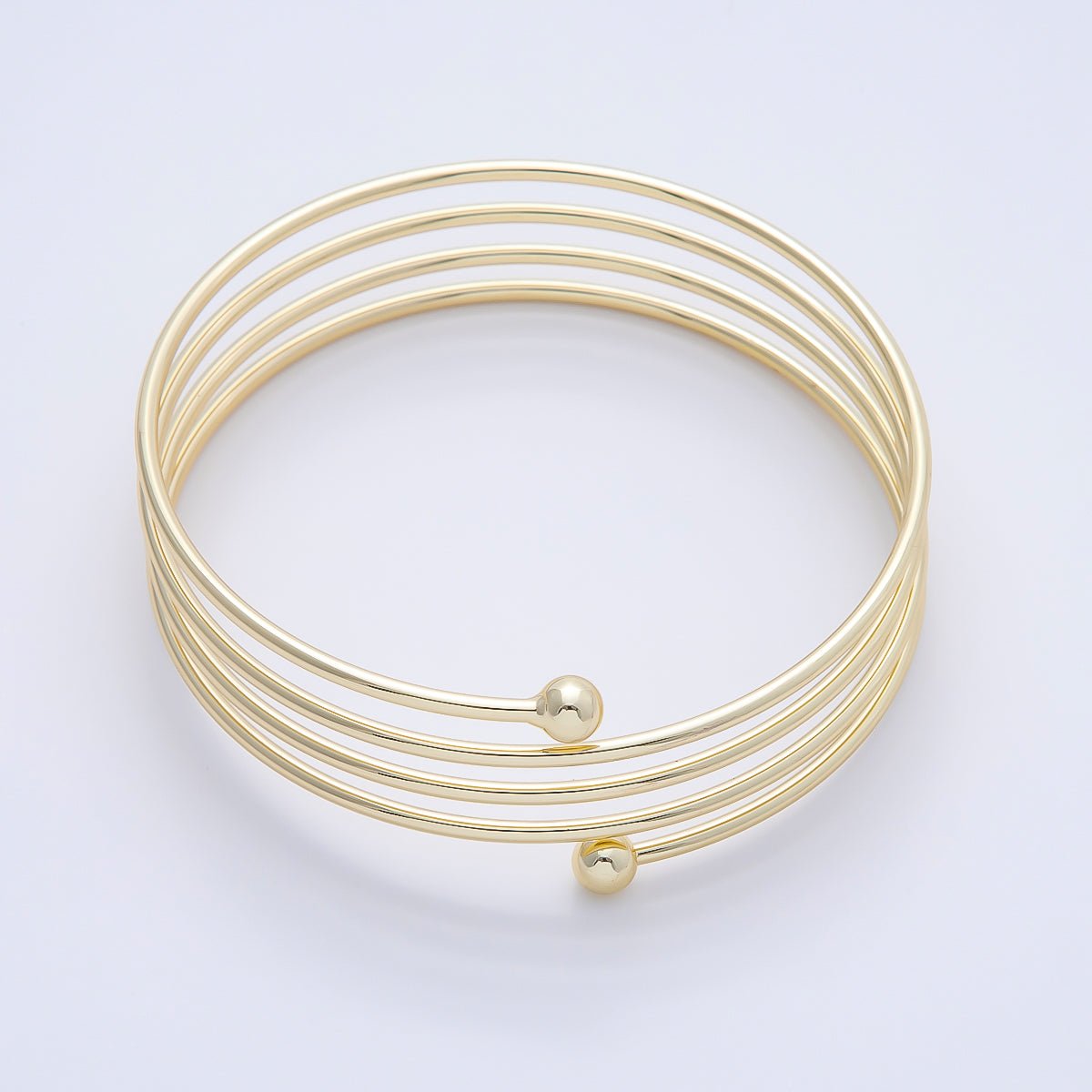 16K Gold Filled Round Multiple Band Bangle Bracelet | WA-04713