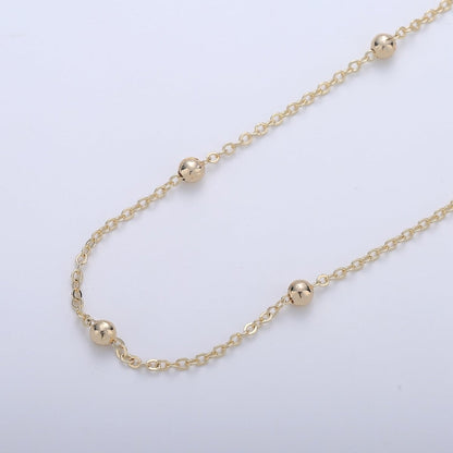16K Gold Plate Satellite Chain - Gold Plate Beaded Chain - Satellite Chain By the Yard - Bead chain - Gold Rosary Chain | ROLL-298