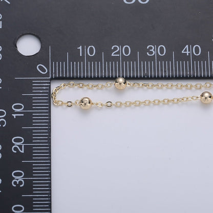 16K Gold Plate Satellite Chain - Gold Plate Beaded Chain - Satellite Chain By the Yard - Bead chain - Gold Rosary Chain | ROLL-298