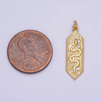 16K Gold Filled Serpent Snake Wood Tree Textured Nature Charm | AC1162