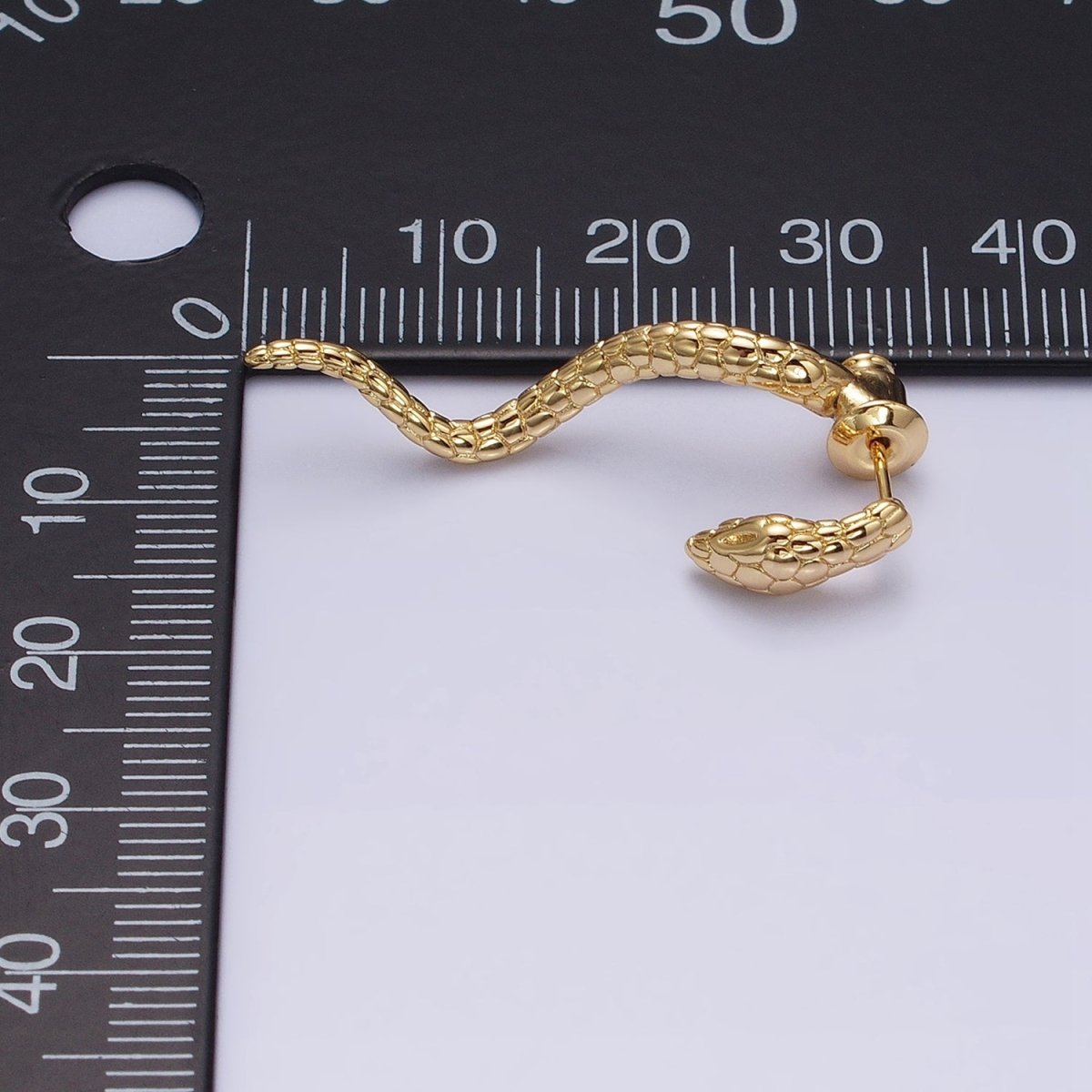 16K Gold Filled Snake Serpent Textured Wavy Drop Stud Earrings in Gold &amp; Silver | AD1476 AD1477