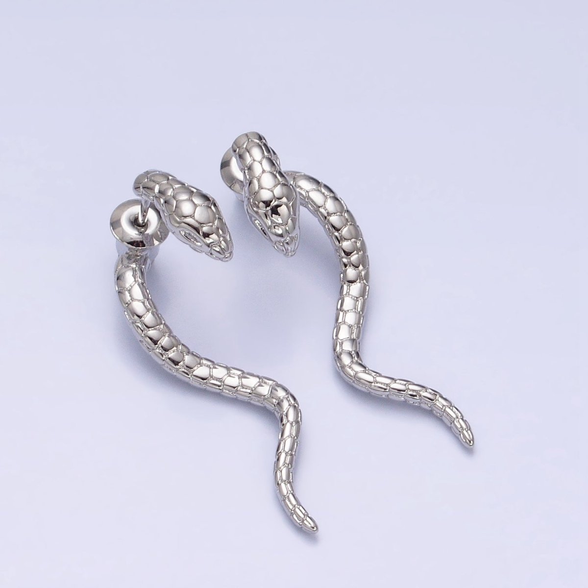 16K Gold Filled Snake Serpent Textured Wavy Drop Stud Earrings in Gold &amp; Silver | AD1476 AD1477