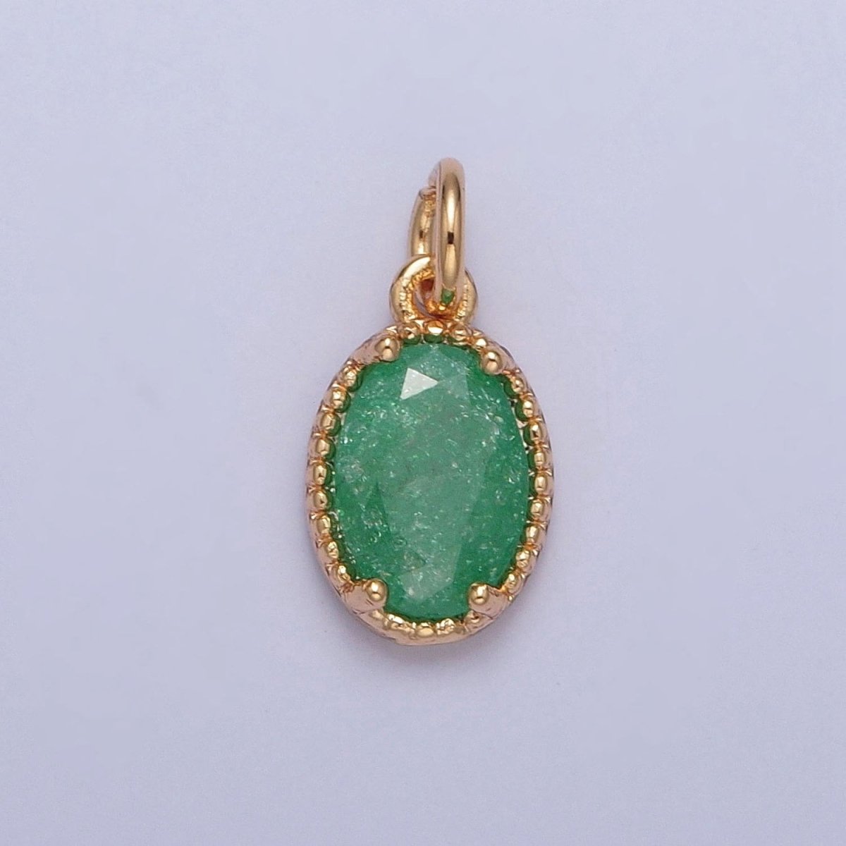 16K Gold Filled Sparkly Pastel Oval Cubic Zirconia Charm Jewelry Making Component | X-273-X-276