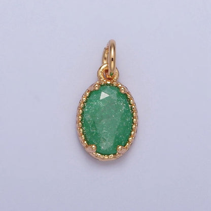 16K Gold Filled Sparkly Pastel Oval Cubic Zirconia Charm Jewelry Making Component | X-273-X-276