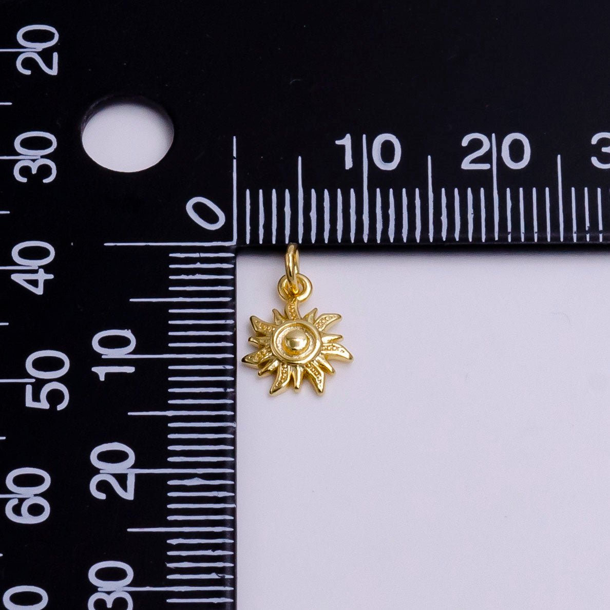 16K Gold Filled Spiral Celestial Sun Ray Dotted Minimalist Add-On Charm | AC-1171
